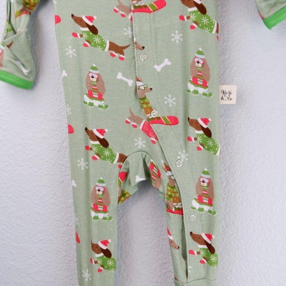 Kozi & Co One Pieces New Kozi Co Green Holiday Christmas Dogs